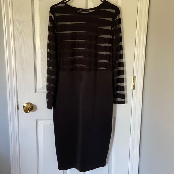 Fashion to Figure Dresses & Skirts - Black and sheer stripe bodycon dress